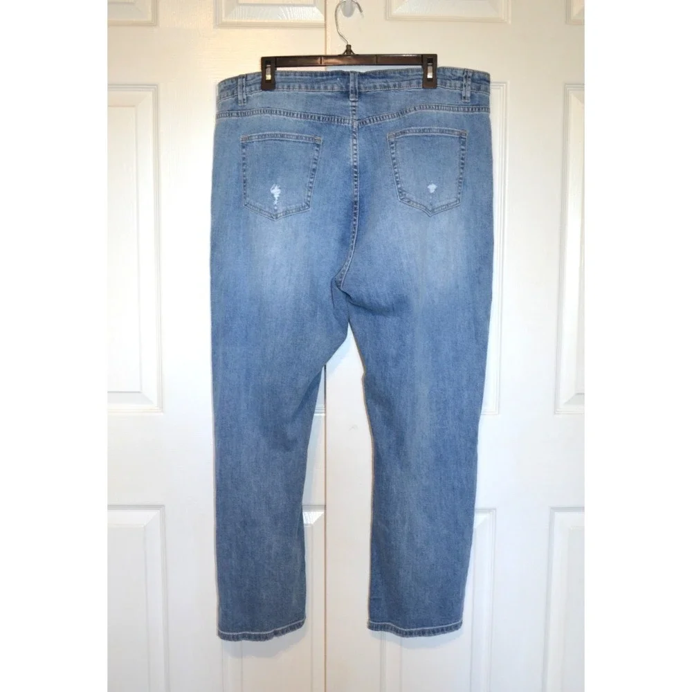 Fashion Nova Sandra Boyfriend Jeans Button Fly Womens 18 Ripped Distressed Nwt's
